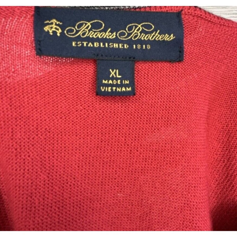 Brooks Brothers Mens Wool Blend V-Neck Pullover Sweater Red Valentines Day Sz XL - Picture 4 of 7